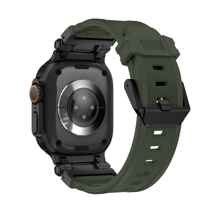 For Apple Watch SE 44mm Explorer TPU Watch Band(Black Green) by bashfashion
