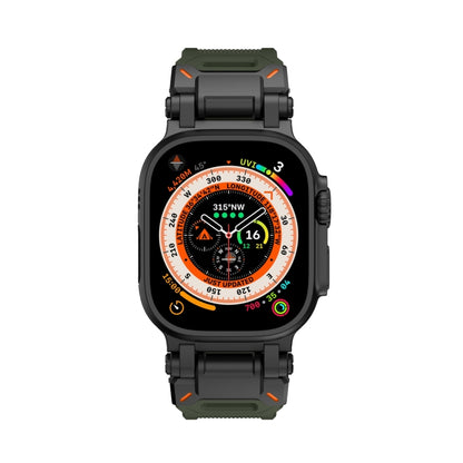 For Apple Watch SE 44mm Explorer TPU Watch Band(Black Green) by bashfashion