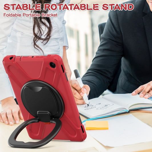For Amazon Kindle Fire HD10 2023 Silicone Hybrid PC Tablet Case with Holder & Shoulder Strap(Red) by bashfashion
