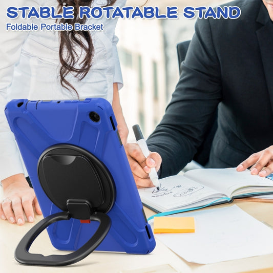 For Amazon Kindle Fire HD10 2023 Silicone Hybrid PC Tablet Case with Holder & Shoulder Strap(Blue) by bashfashion