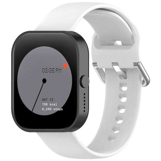 For CMF Watch Pro D395 / Watch Pro 2 22mm Solid Color Silver Buckle Silicone Watch Band, Size:L(White) by bashfashion