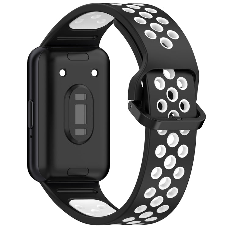 For Samsung Galaxy Fit 3 Two Color Breathable Silicone Watch Band(Black White) by bashfashion