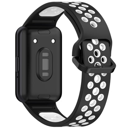 For Samsung Galaxy Fit 3 Two Color Breathable Silicone Watch Band(Black White) by bashfashion