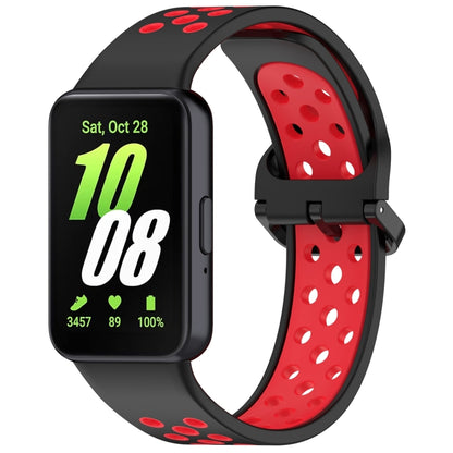 For Samsung Galaxy Fit 3 Two Color Breathable Silicone Watch Band(Black Red) by bashfashion