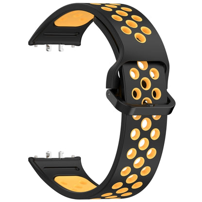 For Samsung Galaxy Fit 3 Two Color Breathable Silicone Watch Band(Black Yellow) by bashfashion