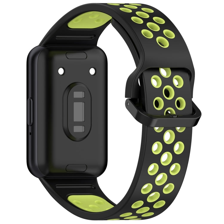 For Samsung Galaxy Fit 3 Two Color Breathable Silicone Watch Band(Black Lime) by bashfashion