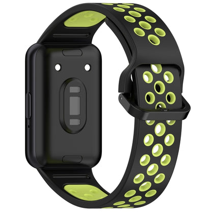 For Samsung Galaxy Fit 3 Two Color Breathable Silicone Watch Band(Black Lime) by bashfashion