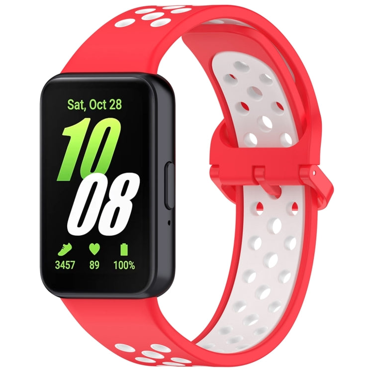 For Samsung Galaxy Fit 3 Two Color Breathable Silicone Watch Band(Red White) by bashfashion