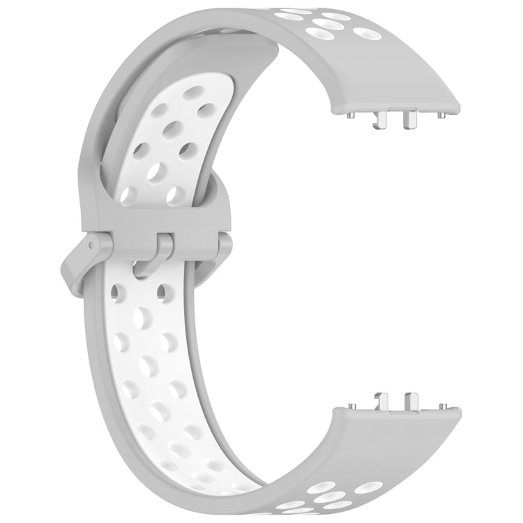 For Samsung Galaxy Fit 3 Two Color Breathable Silicone Watch Band(Grey White) by bashfashion