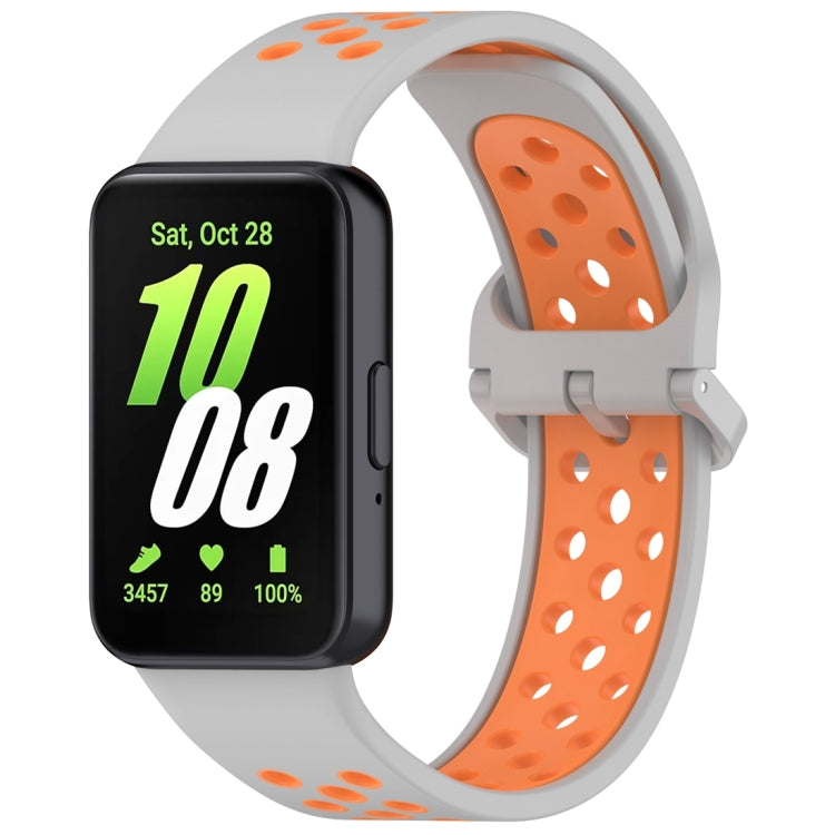For Samsung Galaxy Fit 3 Two Color Breathable Silicone Watch Band(Grey Orange) by bashfashion