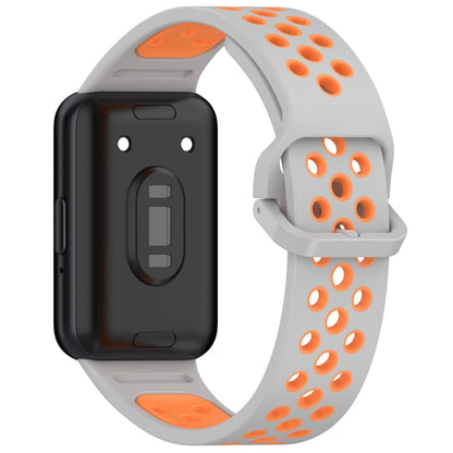 For Samsung Galaxy Fit 3 Two Color Breathable Silicone Watch Band(Grey Orange) by bashfashion