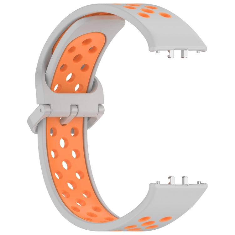 For Samsung Galaxy Fit 3 Two Color Breathable Silicone Watch Band(Grey Orange) by bashfashion