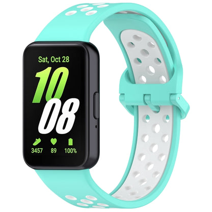 For Samsung Galaxy Fit 3 Two Color Breathable Silicone Watch Band(Teal White) by bashfashion