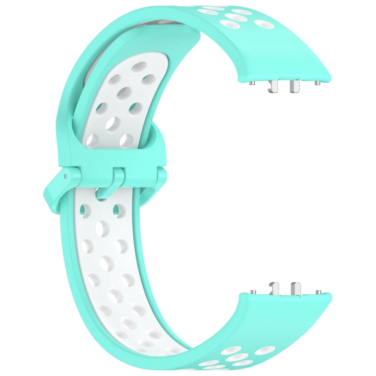 For Samsung Galaxy Fit 3 Two Color Breathable Silicone Watch Band(Teal White) by bashfashion