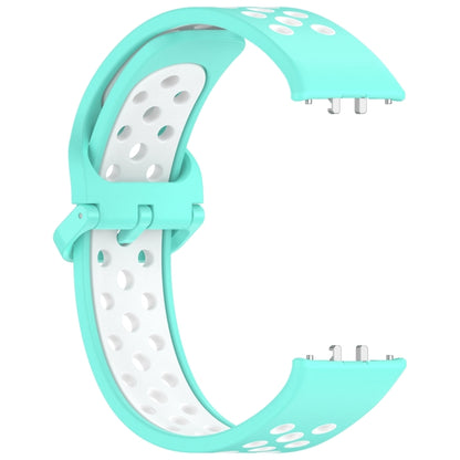 For Samsung Galaxy Fit 3 Two Color Breathable Silicone Watch Band(Teal White) by bashfashion