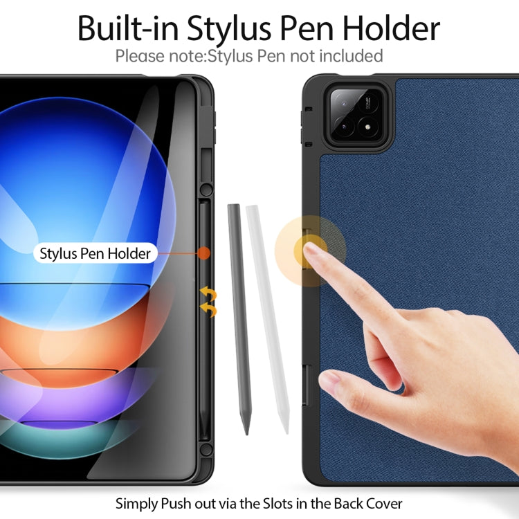 For Xiaomi Pad 6S Pro 12.4 DUX DUCIS Domo Series Cloth Texture Magnetic Leather Tablet Case(Blue) by DUX DUCIS