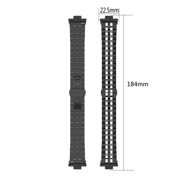 For Xiaomi Redmi Watch 4 Five-bead Butterfly Buckle Metal Watch Band(Black Silver A) by bashfashion