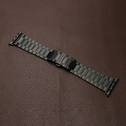 For Apple Watch SE 2023 40mm Three-bead Butterfly Buckle Metal Watch Band(Black) by bashfashion