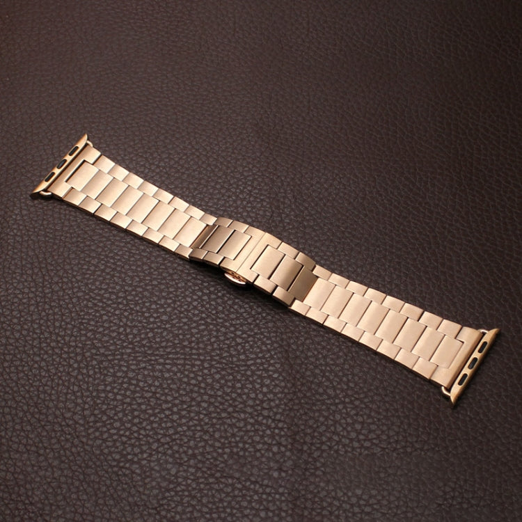 For Apple Watch Series 6 40mm Three-bead Butterfly Buckle Metal Watch Band(Rose Gold) by bashfashion