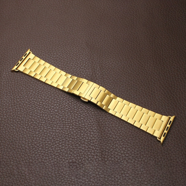 For Apple Watch Series 3 38mm Three-bead Butterfly Buckle Metal Watch Band(Gold) by bashfashion