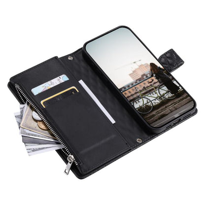 For iPhone 16e Glitter Lattice Zipper Wallet Leather Phone Case(Black) by bashfashion