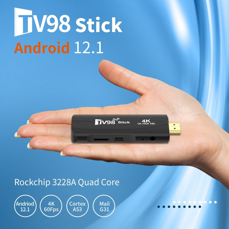 TV98 Rockchip 3228A Quad Core 4K HD Bluetooth Android TV Stick, RAM:2GB+16GB(UK Plug) by bashfashion