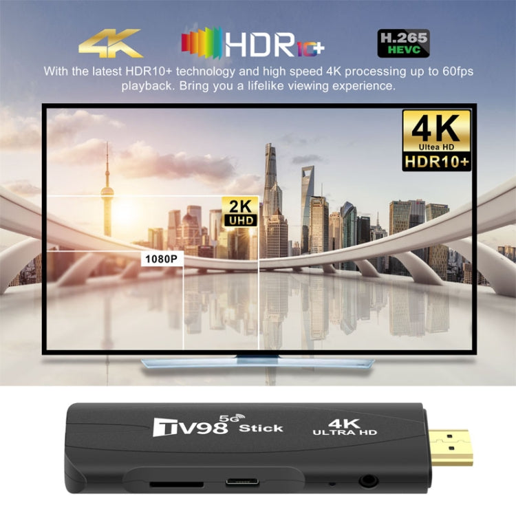 TV98 Rockchip 3228A Quad Core 4K HD Bluetooth Android TV Stick, RAM:2GB+16GB(UK Plug) by bashfashion