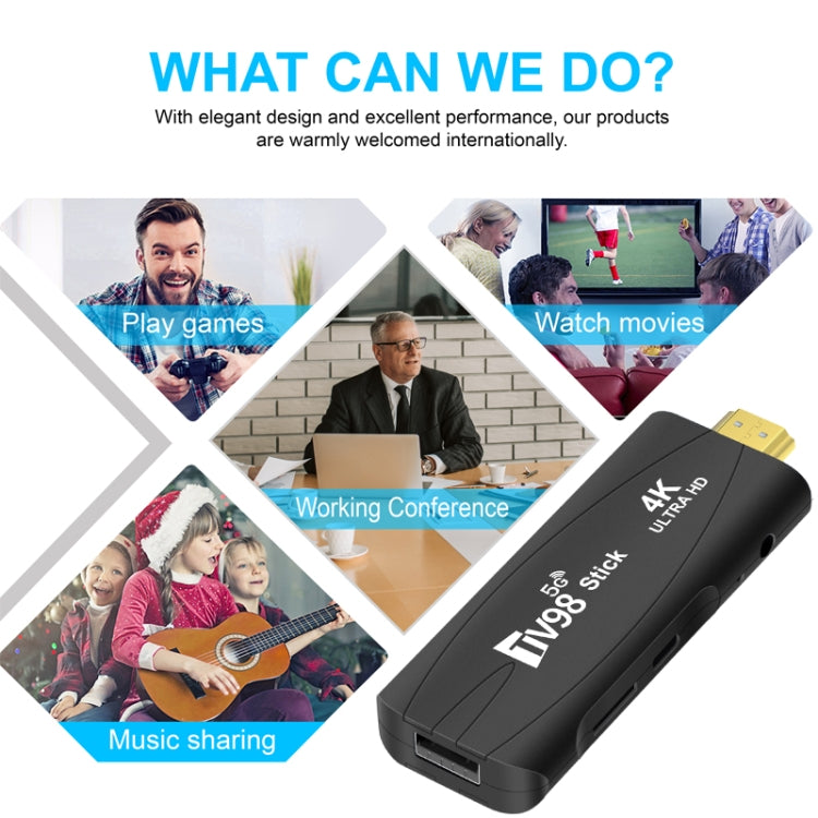 TV98 Rockchip 3228A Quad Core 4K HD Bluetooth Android TV Stick, RAM:2GB+16GB(UK Plug) by bashfashion