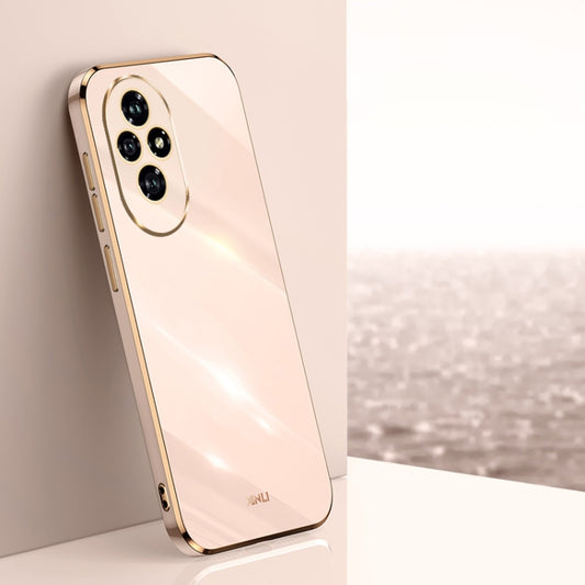 For Honor 200 XINLI Straight 6D Plating Gold Edge TPU Phone Case(Pink) by XINLI