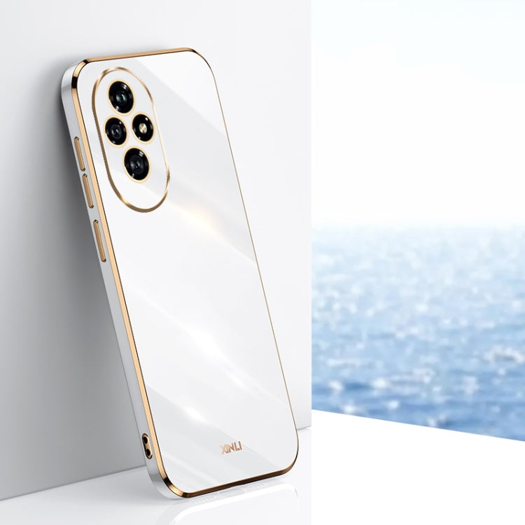 For Honor 200 XINLI Straight 6D Plating Gold Edge TPU Phone Case(White) by XINLI