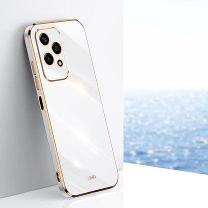For Honor 200 Lite Global XINLI Straight 6D Plating Gold Edge TPU Phone Case(White) by XINLI