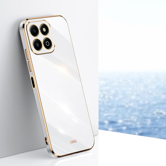 For Honor X6b XINLI Straight 6D Plating Gold Edge TPU Phone Case(White) by XINLI