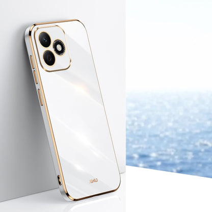 For Honor X60i XINLI Straight 6D Plating Gold Edge TPU Phone Case(White) by XINLI
