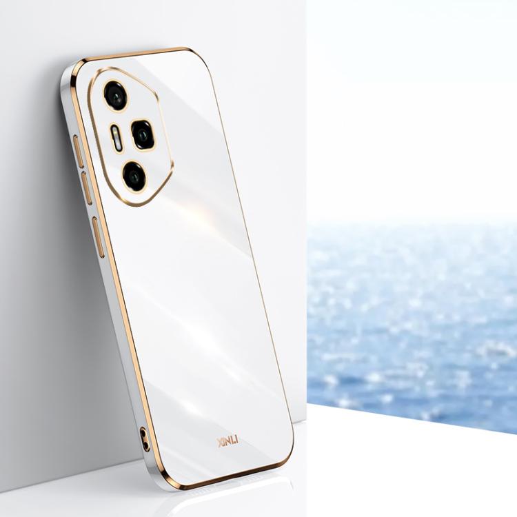 For Honor 300 Pro XINLI Straight 6D Plating Gold Edge TPU Phone Case(White) by XINLI