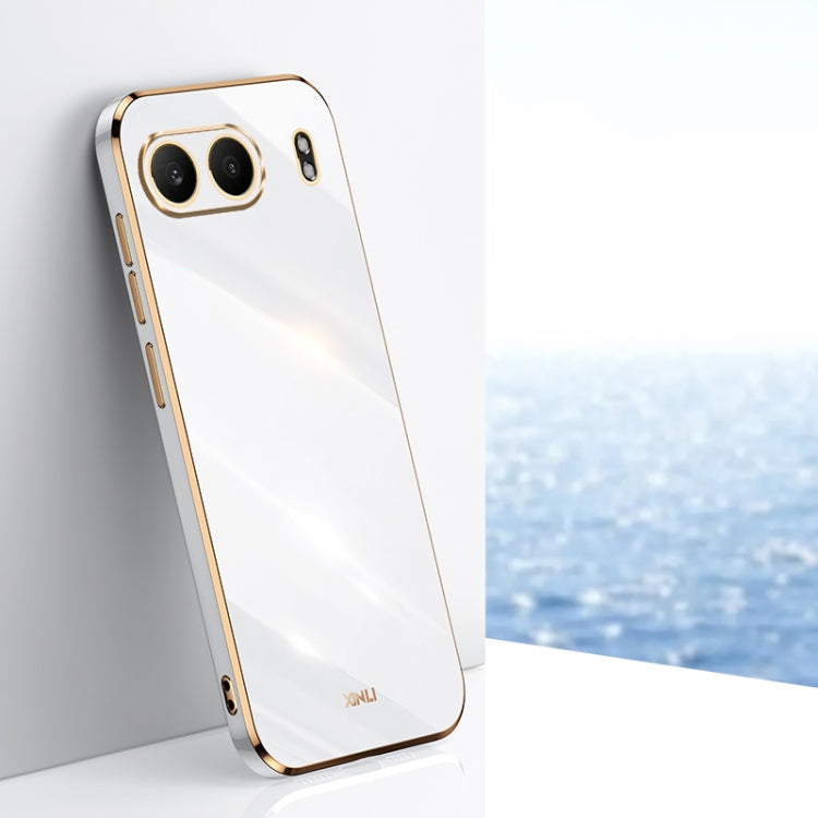 For OnePlus Nord 4 XINLI Straight 6D Plating Gold Edge TPU Phone Case(White) by XINLI