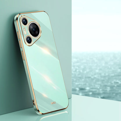 For Huawei Pura 70 Pro / Pura 70 Pro+ XINLI Straight 6D Plating Gold Edge TPU Phone Case(Mint Green) by XINLI