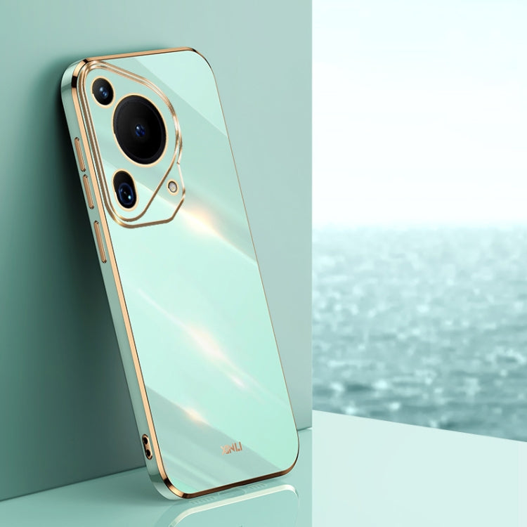 For Huawei Pura 70 Ultra XINLI Straight 6D Plating Gold Edge TPU Phone Case(Mint Green) by XINLI