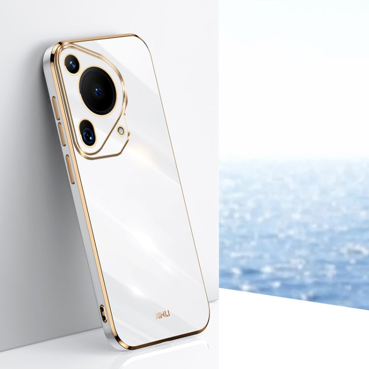 For Huawei Pura 70 Ultra XINLI Straight 6D Plating Gold Edge TPU Phone Case(White) by XINLI