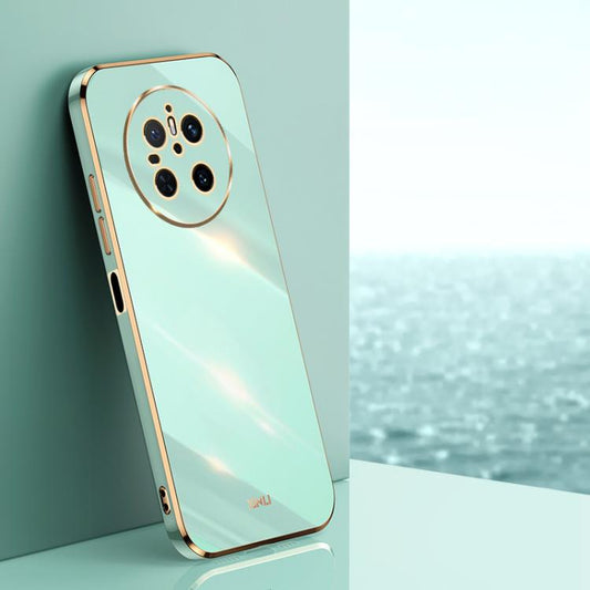 For Huawei Mate 70 XINLI Straight 6D Plating Gold Edge TPU Phone Case(Mint Green) by XINLI