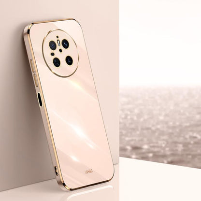 For Huawei Mate 70 XINLI Straight 6D Plating Gold Edge TPU Phone Case(Pink) by XINLI