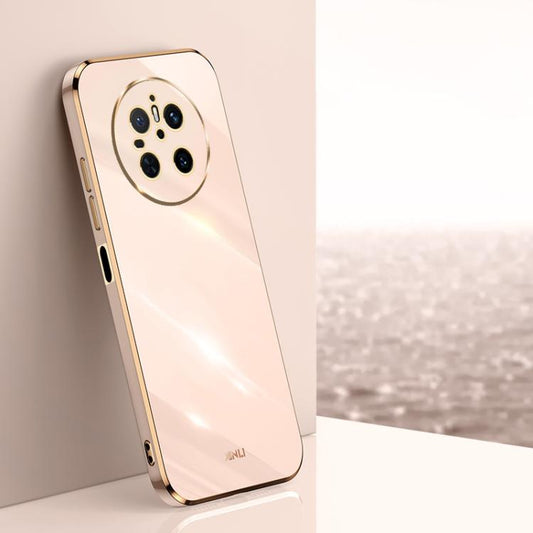 For Huawei Mate 70 XINLI Straight 6D Plating Gold Edge TPU Phone Case(Pink) by XINLI