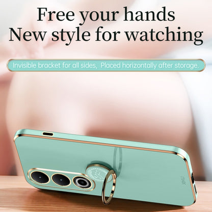 For OnePlus Ace 3V XINLI Straight Edge 6D Electroplate TPU Phone Case with Ring Holder(Mint Green) by XINLI