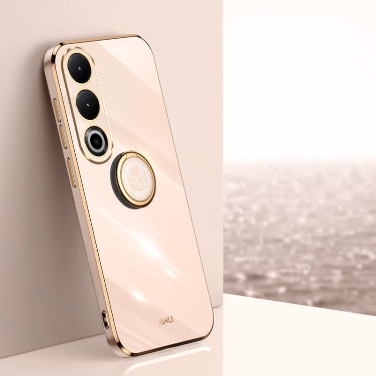 For OnePlus Ace 3V XINLI Straight Edge 6D Electroplate TPU Phone Case with Ring Holder(Pink) by XINLI