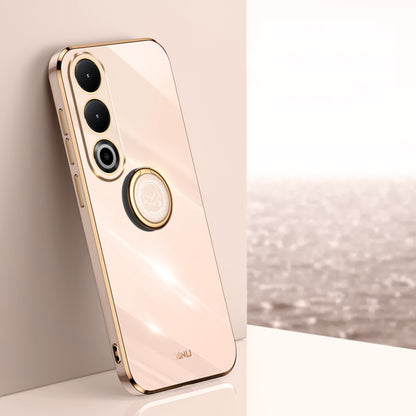 For OnePlus Ace 3V XINLI Straight Edge 6D Electroplate TPU Phone Case with Ring Holder(Pink) by XINLI