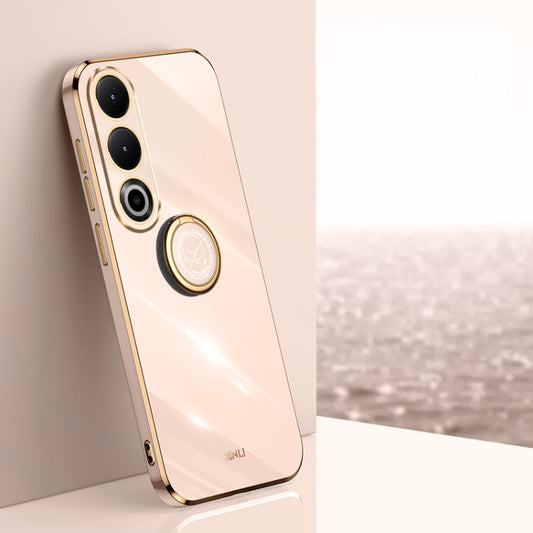 For OnePlus Ace 3V XINLI Straight Edge 6D Electroplate TPU Phone Case with Ring Holder(Pink) by XINLI