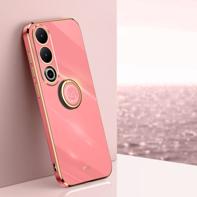 For OnePlus Ace 3V XINLI Straight Edge 6D Electroplate TPU Phone Case with Ring Holder(Hawthorn Red) by XINLI