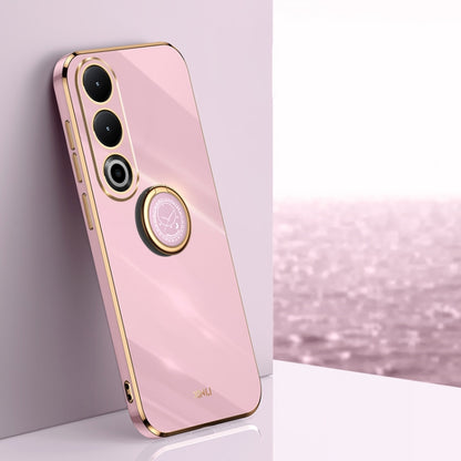 For OnePlus Ace 3V XINLI Straight Edge 6D Electroplate TPU Phone Case with Ring Holder(Cherry Purple) by XINLI