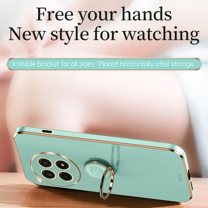 For OnePlus Ace 3 Pro XINLI Straight Edge 6D Electroplate TPU Phone Case with Ring Holder(Mint Green) by XINLI