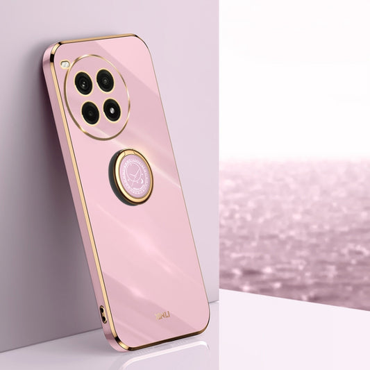 For OnePlus Ace 3 Pro XINLI Straight Edge 6D Electroplate TPU Phone Case with Ring Holder(Cherry Purple) by XINLI