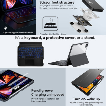 For iPad Pro 12.9 ZGA K01 Wireless Bluetooth Magnetic Keyboard Tablet Leather Case(Black) by ZGA